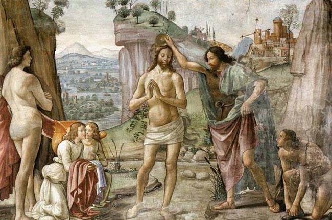 GHIRLANDAIO, Domenico Detail of Baptism of Christ oil painting picture